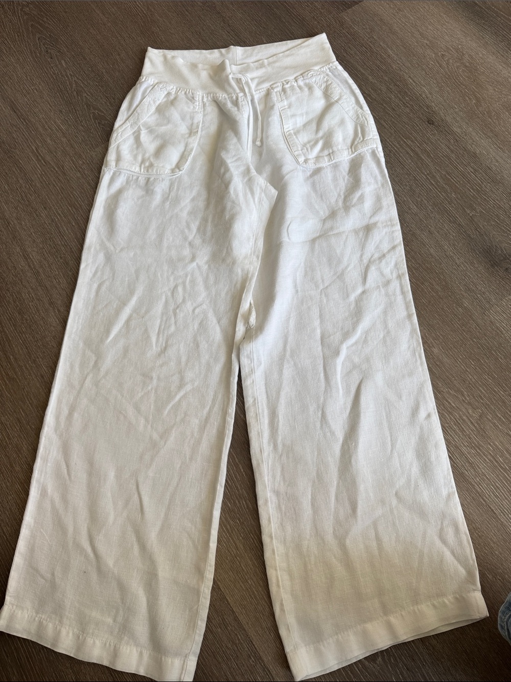 Hard Tail White Wide-Leg Pull-On Pants